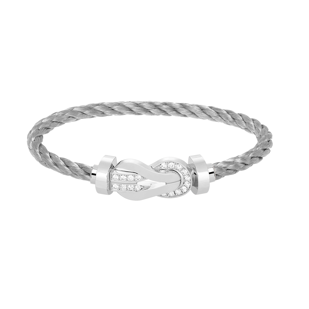 [moco jewelrys]CHANCE LARGE 8 FIGURE SCHNALLE HALB DIAMANT ARMREIF SILBER