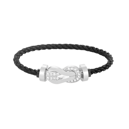 [moco jewelrys]CHANCE LARGE 8 FIGURE SCHNALLE HALB DIAMANT ARMREIF SILBER