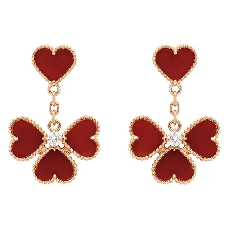 [moco jewelrys]SÜSSER KLEE CARNELIAN OHRRINGE