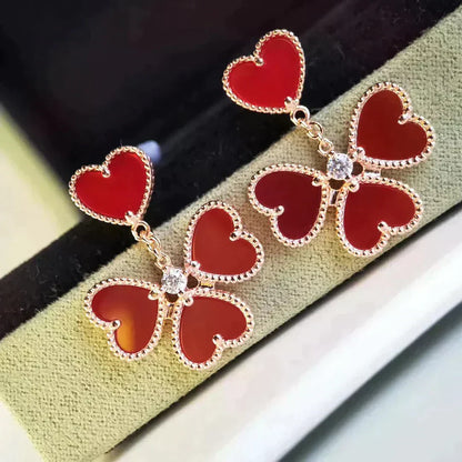 [moco jewelrys]SÜSSER KLEE CARNELIAN OHRRINGE