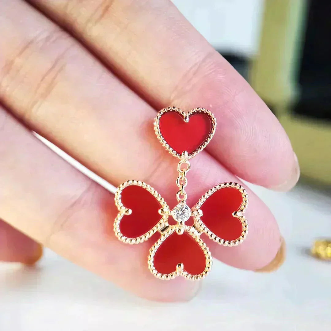 [moco jewelrys]SÜSSER KLEE CARNELIAN OHRRINGE