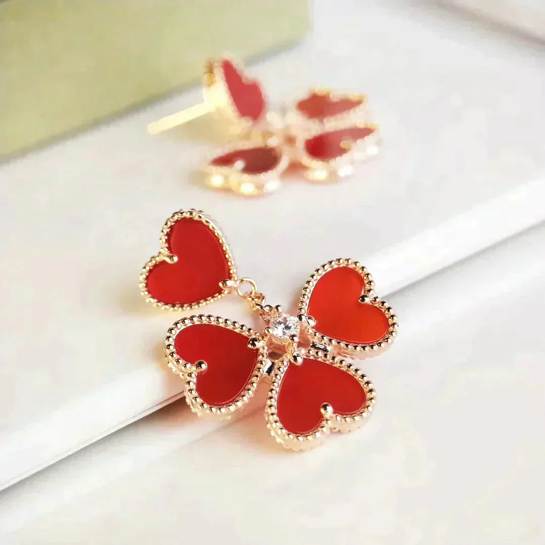 [moco jewelrys]SÜSSER KLEE CARNELIAN OHRRINGE
