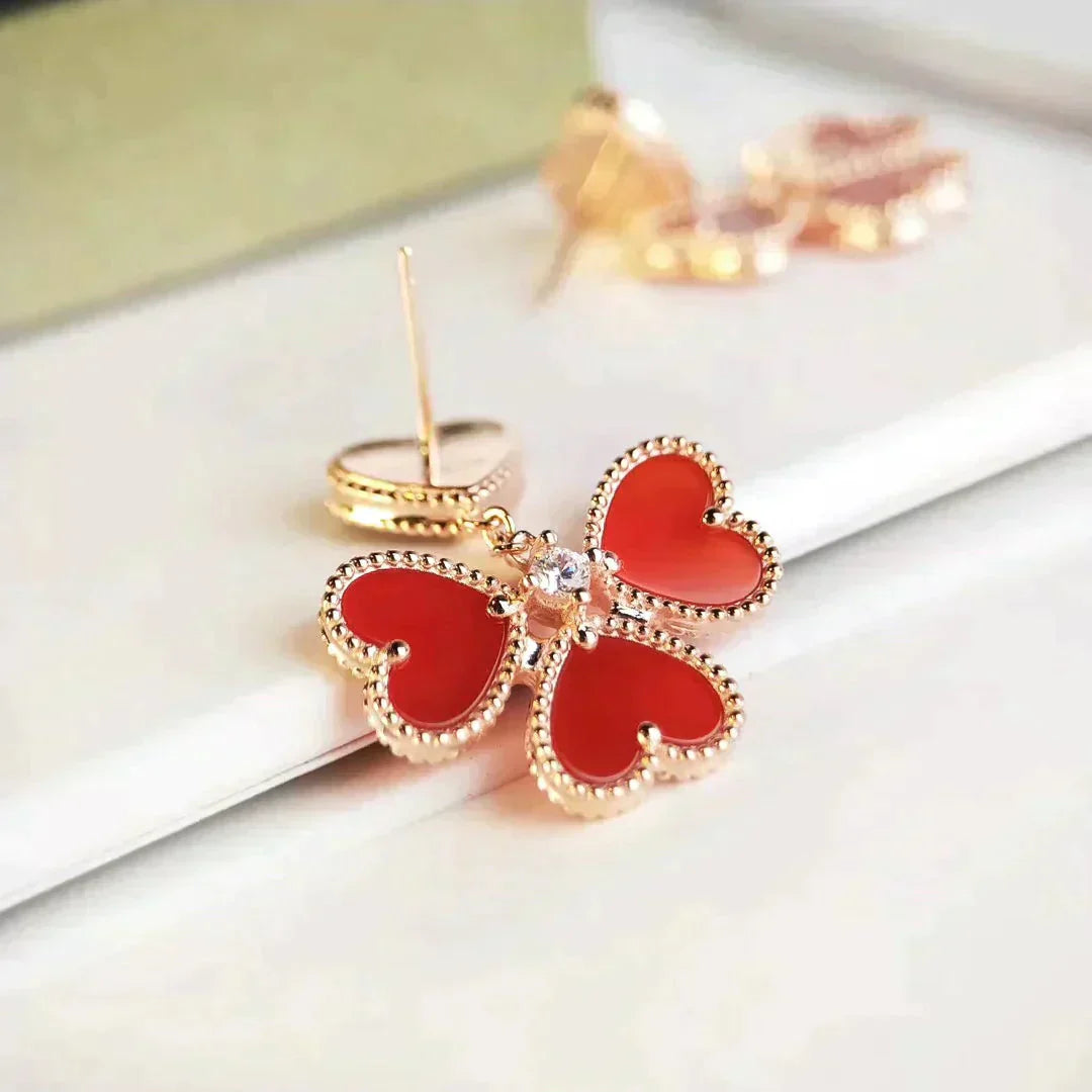 [moco jewelrys]SÜSSER KLEE CARNELIAN OHRRINGE