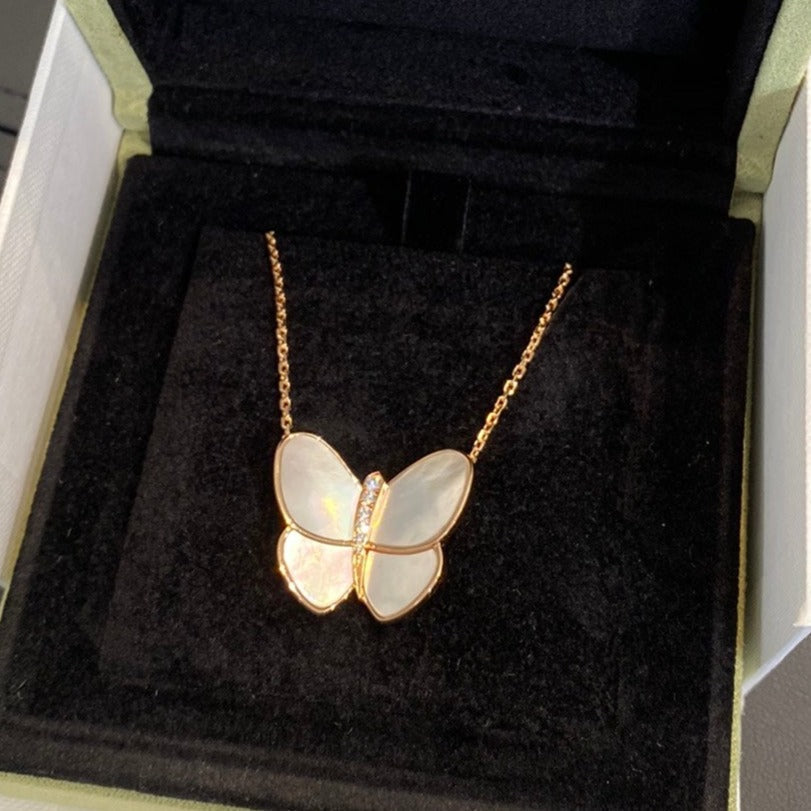 [moco jewelrys]SCHMETTERLING GOLD MOP DIAMANT HALSKETTE
