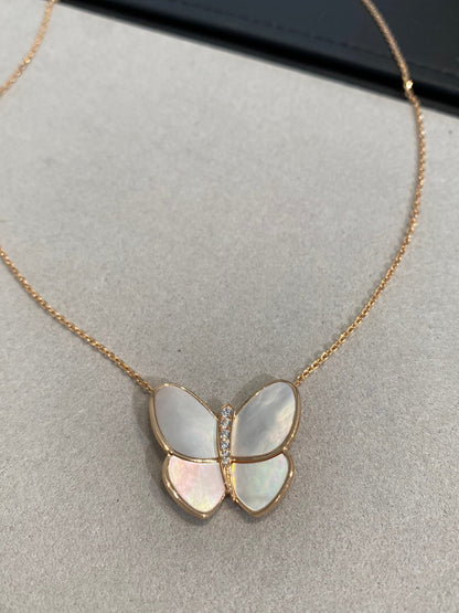 [moco jewelrys]SCHMETTERLING GOLD MOP DIAMANT HALSKETTE