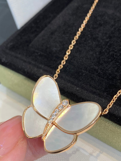 [moco jewelrys]SCHMETTERLING GOLD MOP DIAMANT HALSKETTE