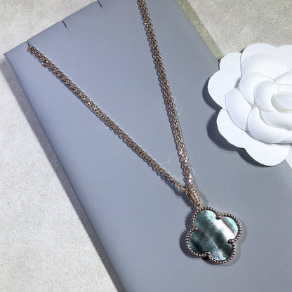[moco jewelrys]KLEE 25MM GOLD DUNKLE PERLMUTT GROSSE KLEE HALSKETTE