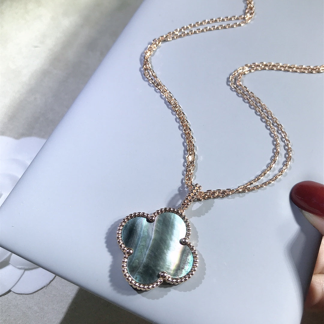 [moco jewelrys]KLEE 25MM GOLD DUNKLE PERLMUTT GROSSE KLEE HALSKETTE