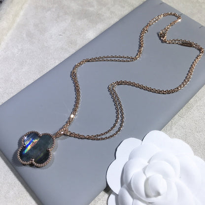 [moco jewelrys]KLEE 25MM GOLD DUNKLE PERLMUTT GROSSE KLEE HALSKETTE