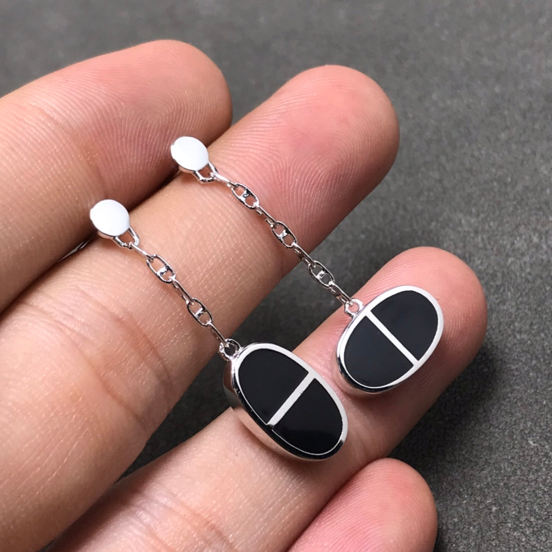 [moco jewelrys]CHAINE VERSO SCHWARZE KERAMIK-SILBER-OHRRINGE
