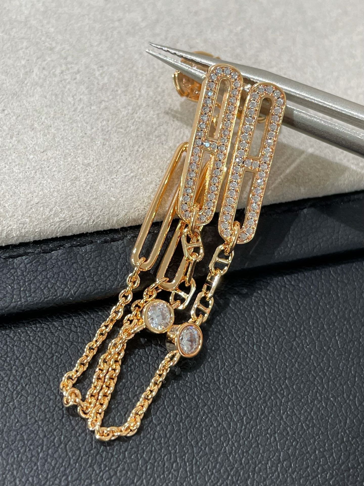[moco jewelrys]CHAINE CHAOS DIAMOND DROP-OHRRINGE