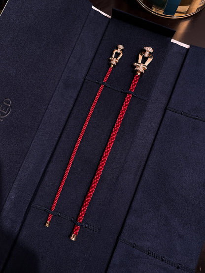 [moco jewelrys]FORCE 10 HALB DIAMANT ROTGOLD ROTES KORDELBAND GROSS UND MITTELGROSSES MODELL