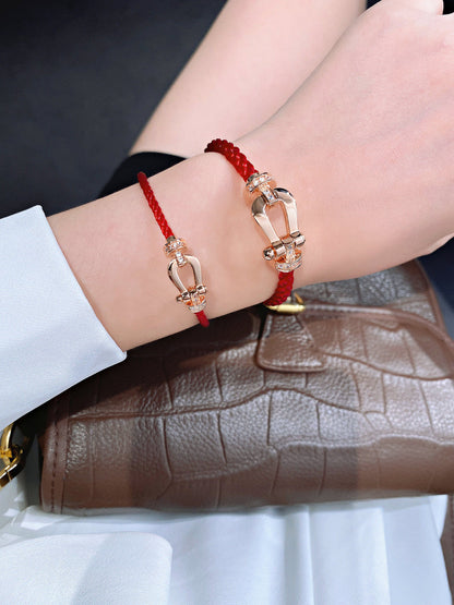 [moco jewelrys]FORCE 10 HALB DIAMANT ROTGOLD ROTES KORDELBAND GROSS UND MITTELGROSSES MODELL