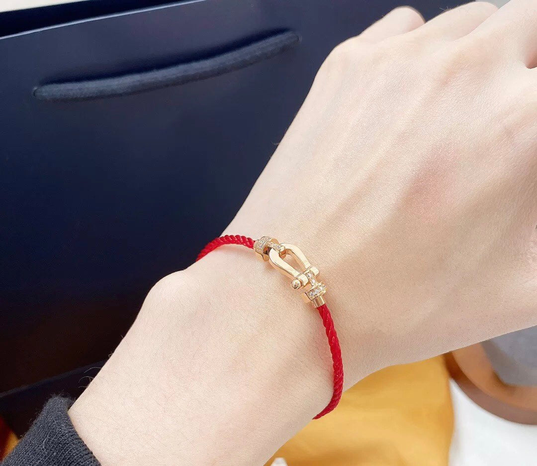[moco jewelrys]FORCE 10 HALB DIAMANT ROTGOLD ROTES KORDELBAND GROSS UND MITTELGROSSES MODELL