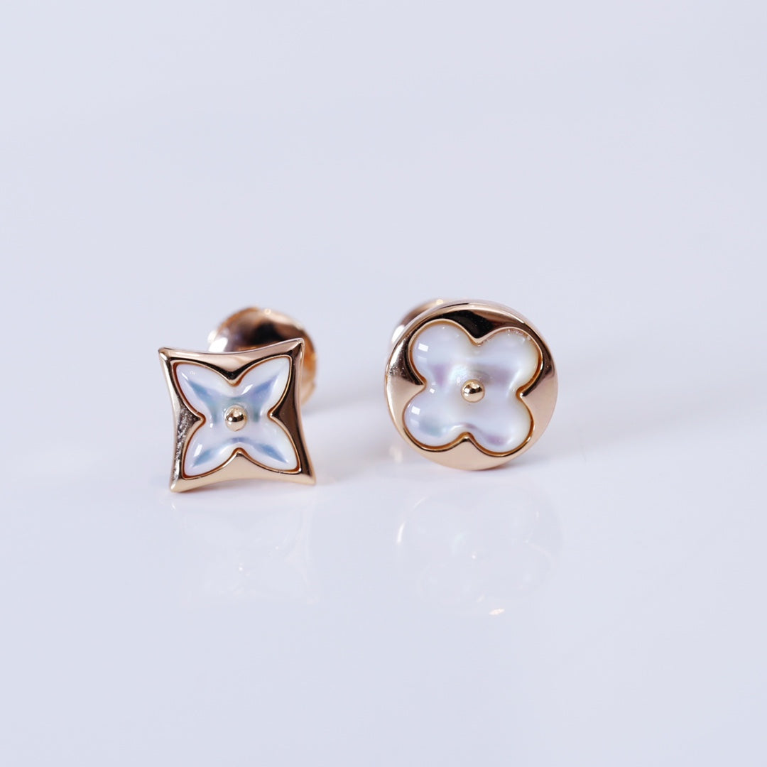 [moco jewelrys] STAR AND SUN PINK GOLD MOP OHRSTECKER