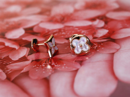 [moco jewelrys] STAR AND SUN PINK GOLD MOP OHRSTECKER