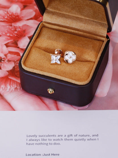 [moco jewelrys] STAR AND SUN PINK GOLD MOP OHRSTECKER