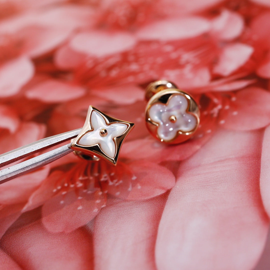 [moco jewelrys] STAR AND SUN PINK GOLD MOP OHRSTECKER