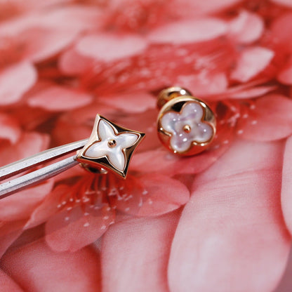 [moco jewelrys] STAR AND SUN PINK GOLD MOP OHRSTECKER