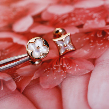 [moco jewelrys] STAR AND SUN PINK GOLD MOP OHRSTECKER