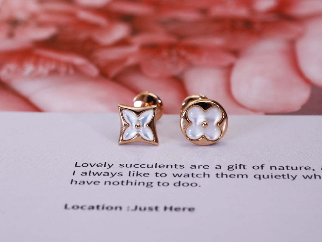 [moco jewelrys] STAR AND SUN PINK GOLD MOP OHRSTECKER