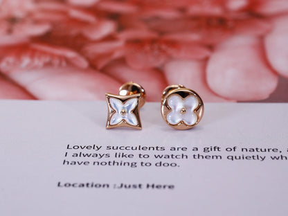[moco jewelrys] STAR AND SUN PINK GOLD MOP OHRSTECKER
