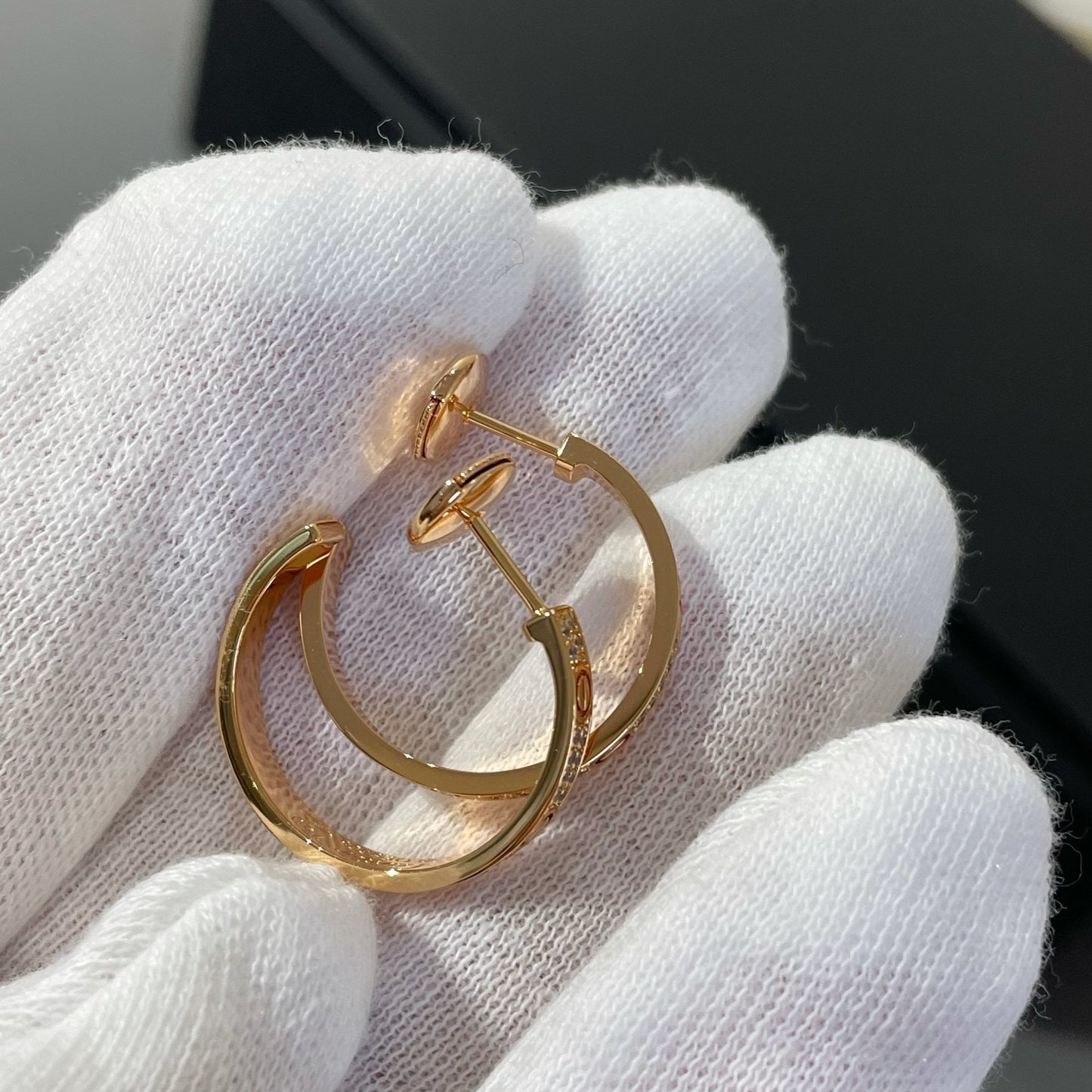 [moco jewelrys]LOVE DIAMOND ROSÉGOLD CREOLEN