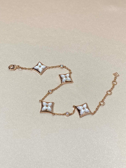 [moco jewelrys]STAR 4 MOTIV PERLMUTT DIAMANT ROSÉGOLD ARMREIF