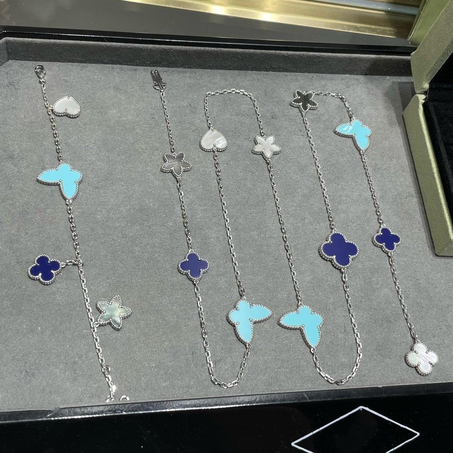 [moco jewelrys]LUCKY CLOVER SILBER 11 MOTIV HALSKETTE