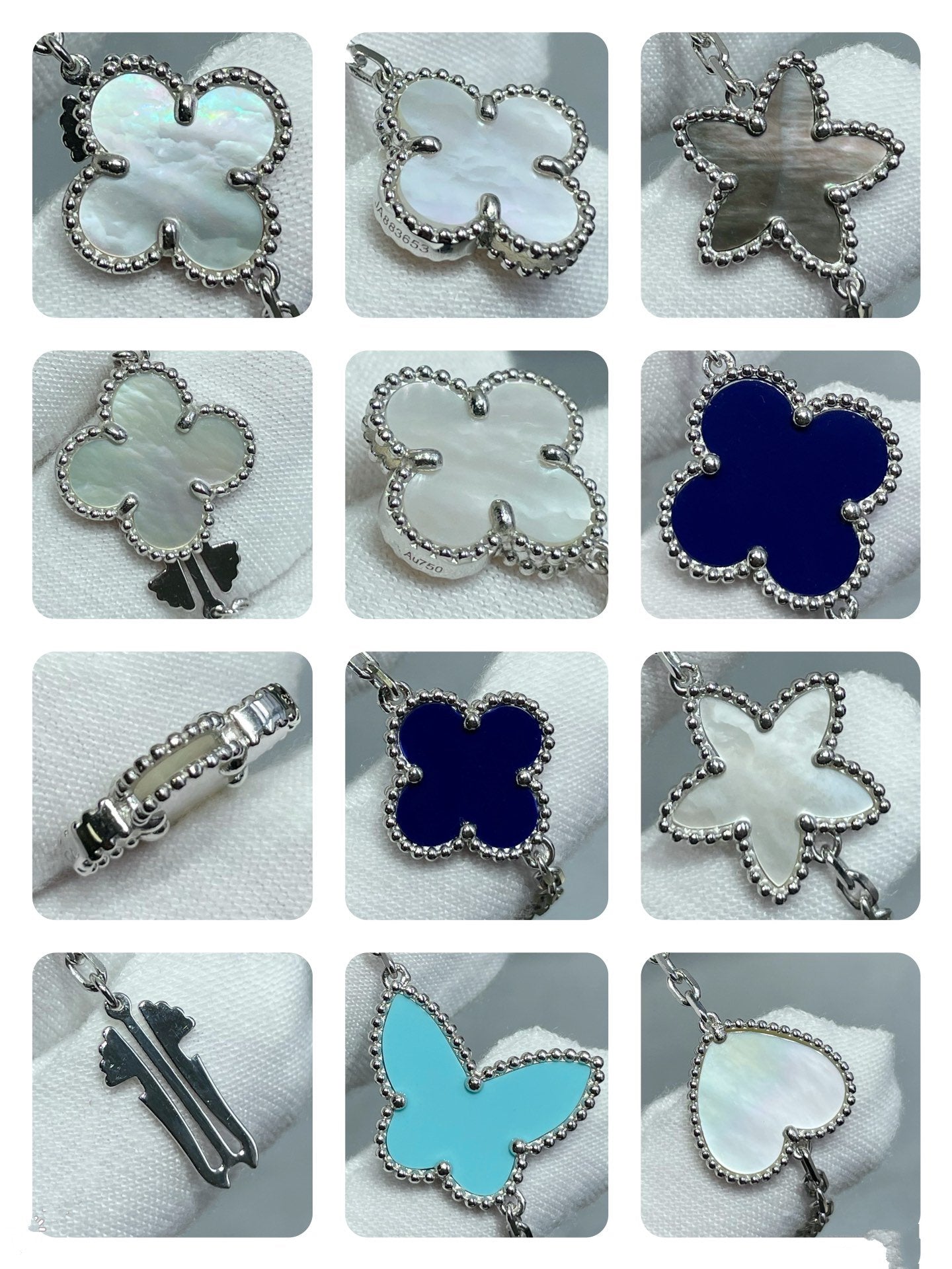 [moco jewelrys]LUCKY CLOVER SILBER 11 MOTIV HALSKETTE
