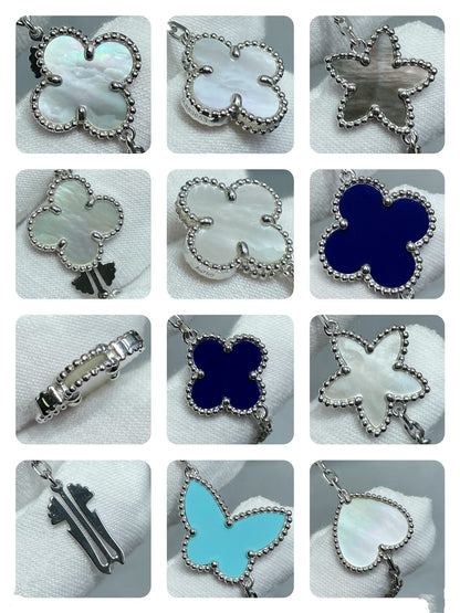 [moco jewelrys]LUCKY CLOVER SILBER 11 MOTIV HALSKETTE