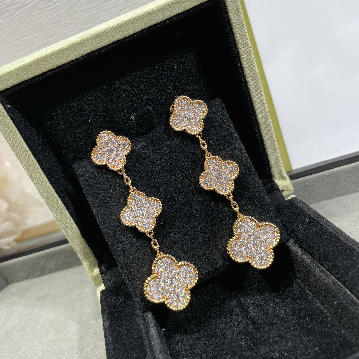 [moco jewelrys]KLEE 3 MOTIVE DIAMANT PAVÉ ROSÉGOLD OHRRINGE