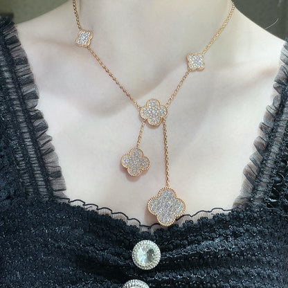 [moco jewelrys]KLEE-HALSKETTE MIT 6 MOTIVEN UND DIAMANTENPAVÉE