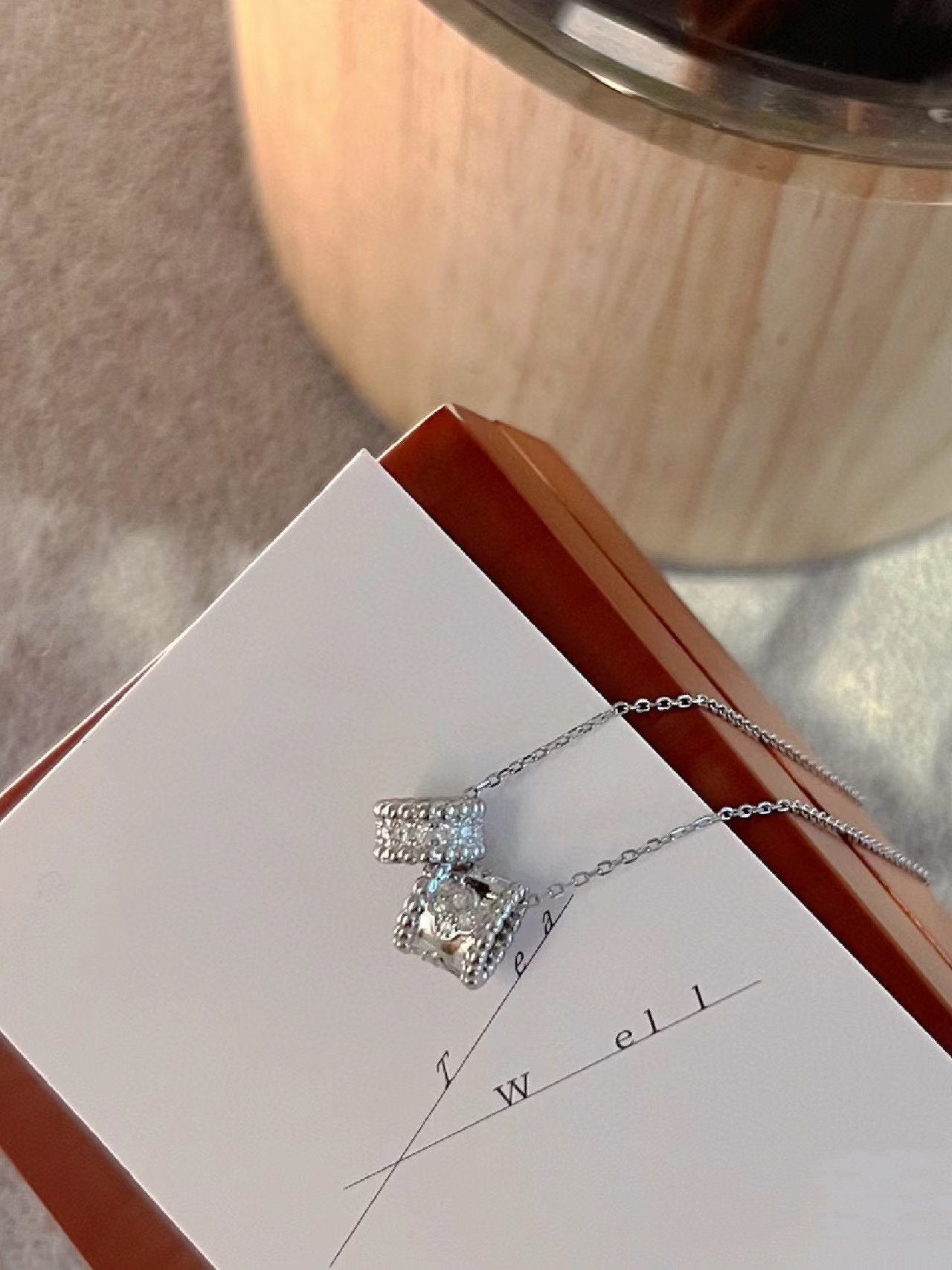 [moco jewelrys]PERLEE DOPPELTER ANHÄNGER SILBER DIAMANTEN HALSKETTE