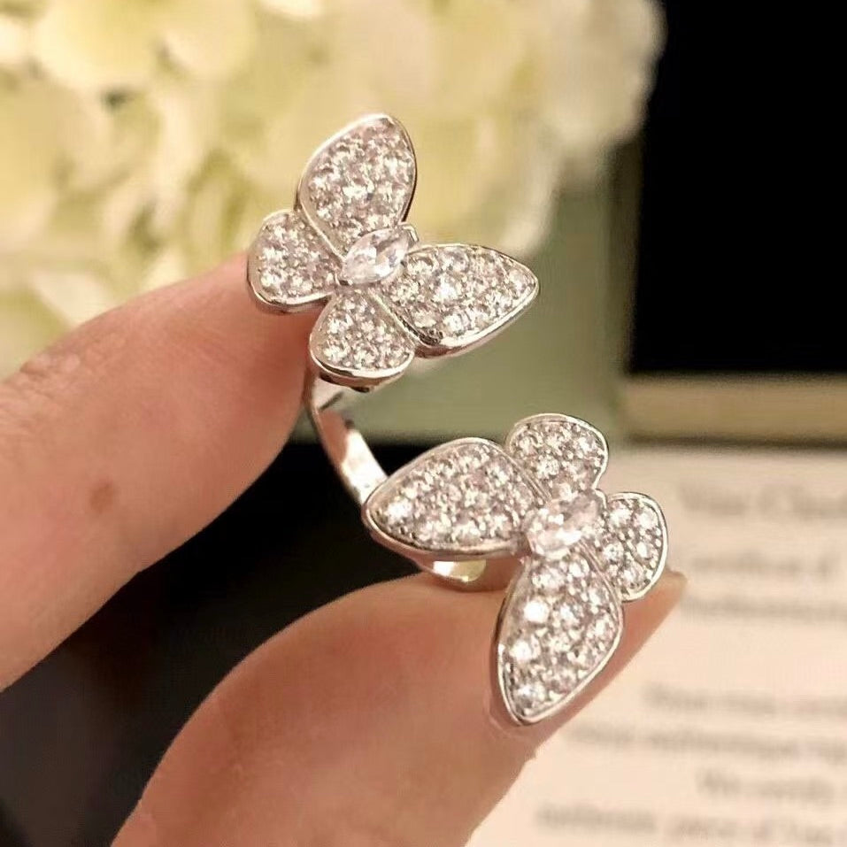 [moco jewelrys]TWIN SILVER SCHMETTERLING DIAMANTENRING