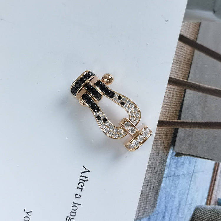 [moco jewelrys]FORCE GROSSES HUFEISEN SCHWARZ WEISS DIAMANT ARMBAND ROSÉGOLD
