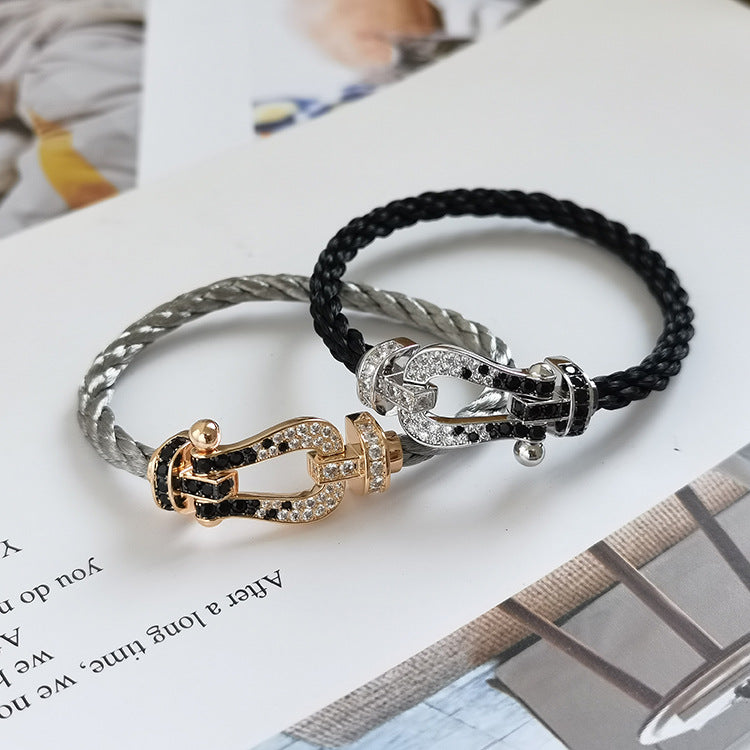 [moco jewelrys]FORCE GROSSES HUFEISEN SCHWARZ WEISS DIAMANT ARMBAND ROSÉGOLD