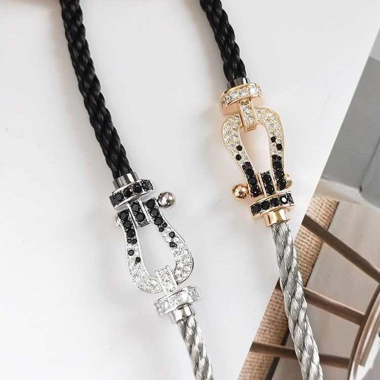 [moco jewelrys]FORCE GROSSES HUFEISEN SCHWARZ WEISS DIAMANT ARMBAND ROSÉGOLD