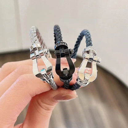 [moco jewelrys]FORCE LARGE HORSESHOE FULL DIAMOND BRACELET SILVER