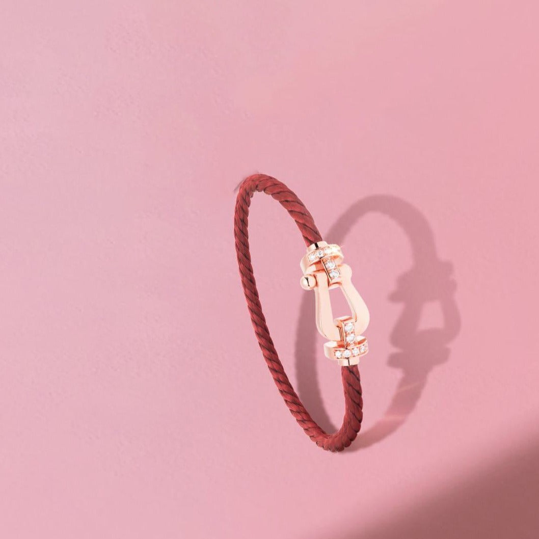 [moco jewelrys]FORCE 10 HALB DIAMANT ROTGOLD ROTES KORDELBAND GROSS UND MITTELGROSSES MODELL