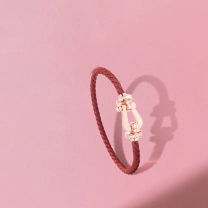 [moco jewelrys]FORCE 10 HALB DIAMANT ROTGOLD ROTES KORDELBAND GROSS UND MITTELGROSSES MODELL