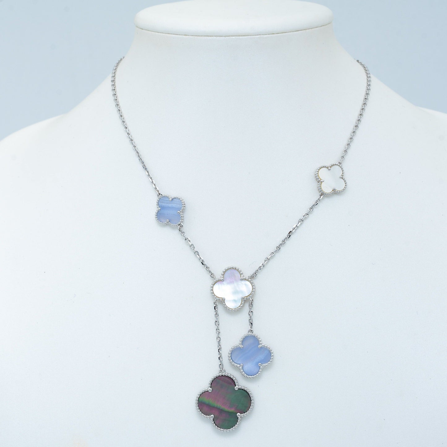 [moco jewelrys]KLEE PERLMUTT CHALCEDON HALSKETTE SILBER 6 MOTIVE