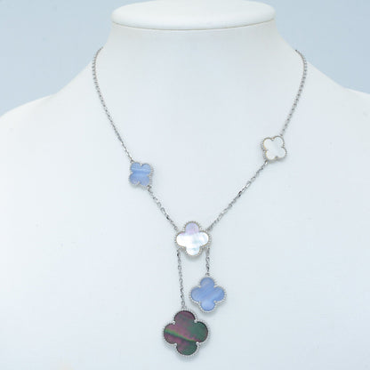 [moco jewelrys]KLEE PERLMUTT CHALCEDON HALSKETTE SILBER 6 MOTIVE