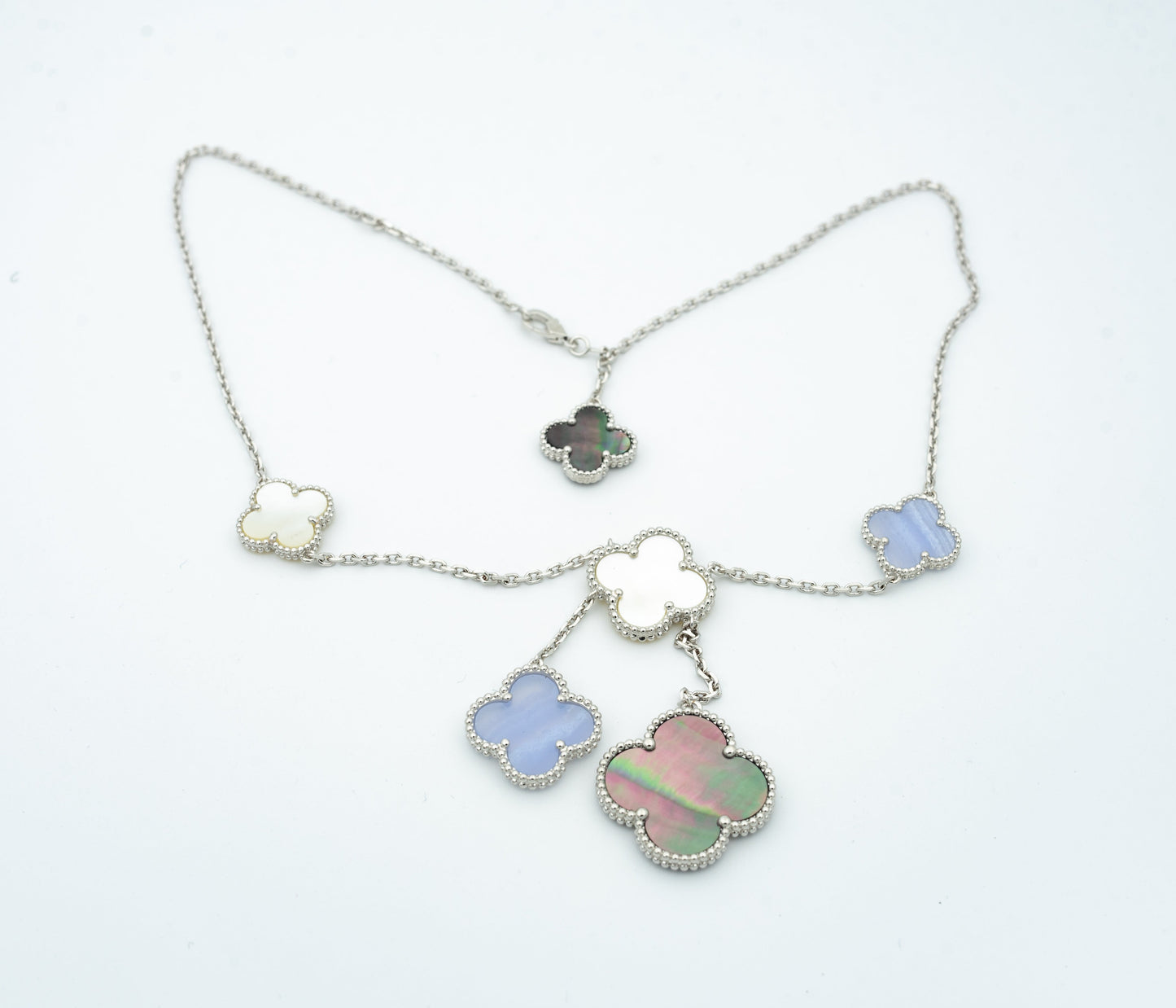 [moco jewelrys]KLEE PERLMUTT CHALCEDON HALSKETTE SILBER 6 MOTIVE