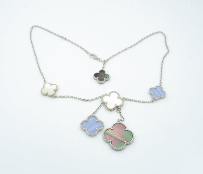 [moco jewelrys]KLEE PERLMUTT CHALCEDON HALSKETTE SILBER 6 MOTIVE