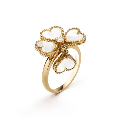 [moco jewelrys]RING SÜSSES KLEEB LILA PERLMUTT