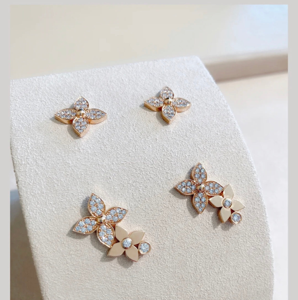 [moco jewelrys]STAR BLOSSOM STUD OHRRINGE ROSÉGOLD DIAMANTEN