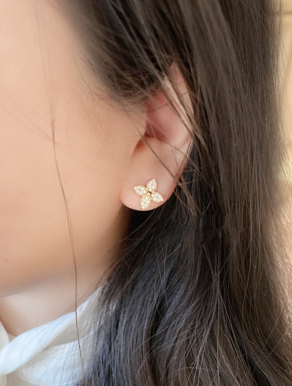 [moco jewelrys]STAR BLOSSOM STUD OHRRINGE ROSÉGOLD DIAMANTEN
