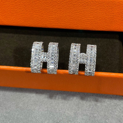 [moco jewelrys]H-Ohrstecker mit Diamanten in Silber
