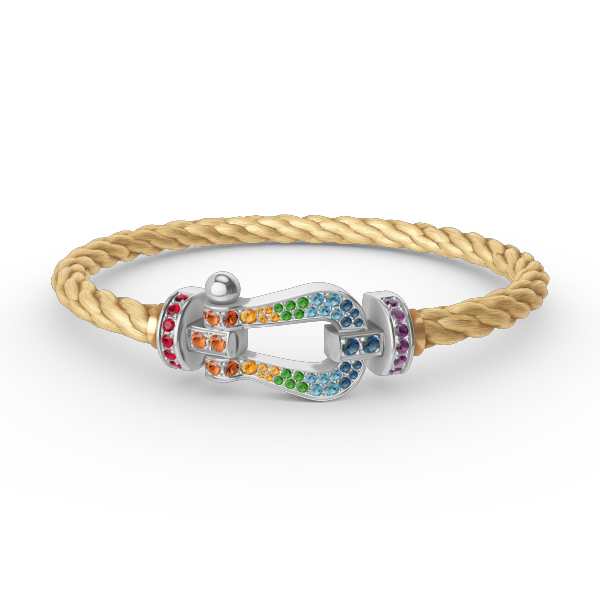 [moco jewelrys]GROSSES HUFEISEN FARBIGES DIAMANTENARMBAND SILBER